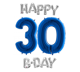 Narodeninový set balónov 30 modrá / strieborná