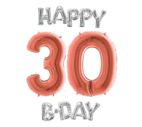 Narodeninový set balónov 30 rose gold / strieborná