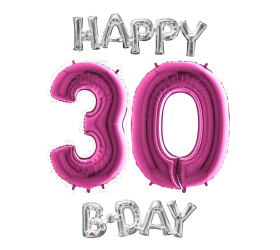 Narodeninový set balónov 30 ružová / strieborná