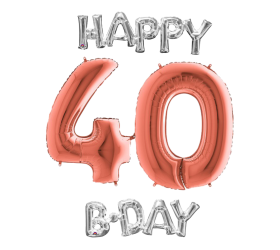 Narodeninový set balónov 40 rose gold / strieborná