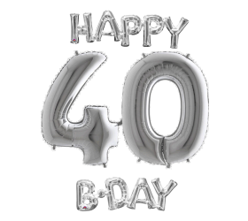 Narodeninový set balónov 40 strieborná / strieborná