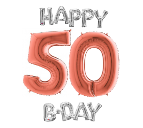 Narodeninový set balónov 50 rose gold / strieborná