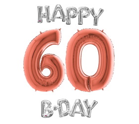 Narodeninový set balónov 60 rose gold / strieborná