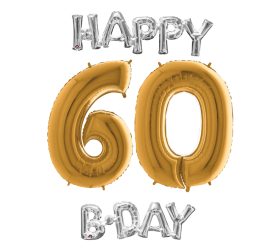Narodeninový set balónov 60 zlatá / strieborná