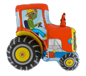Balón Traktor so psom červený