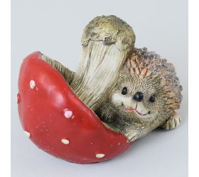 Polyres.ježko+muchot. 12.5x9.5x8.5cm