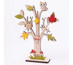 Drevený stromček sova 28x22x4 multi