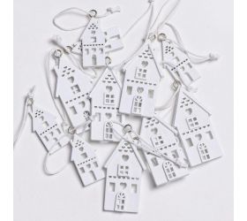 Drevené domčeky biele s/12 (6cm,4cm)