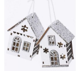 Drevený domček s/2 biely 5x4x6cm