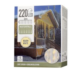 LED 220 záclona svetlo interiér/exteriér, teplá biela, 5funkcia
