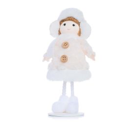 Dievča stojace baranica bie/krem textil 16cm