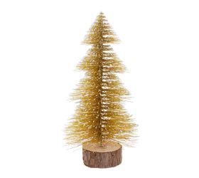 Vian. stromček na pníku zlatý s/2 18cm