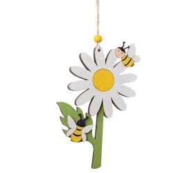 Záves margarétka, včela bie/zel/žl drevo 27*10,5*1cm