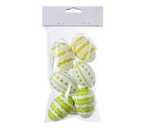 Vajíčka bie/zel vzorované plast s/6 4*4*6cm