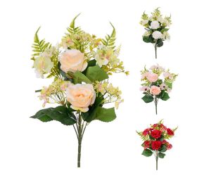 Kytica ruža+papraď 4f x7 50cm