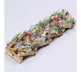 Svietnik adventný drevo 40x12x9cm