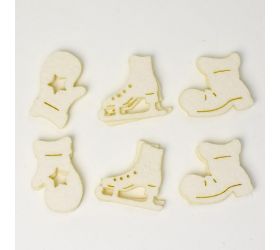 Dekorácie vianočné s/12 plsť biele 12x11,5x0,6cm