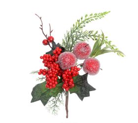Vian. vetvička ilex, zeleň, čer. bobulky, jablká ľad 26cm