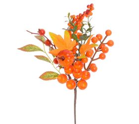 Konárik jeseň, bobule, lístie, tekvica or/žl/čer 27cm