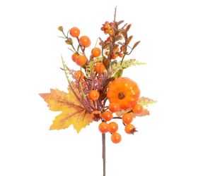 Konárik jeseň lístie, bobule, tekvica or/žl 27cm