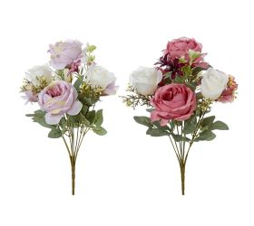 Kytica ruža, drob. kvety, zeleň, mix/f 40cm