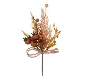 Konárik tuja, gran.jablko, guľky béž/hne 26cm