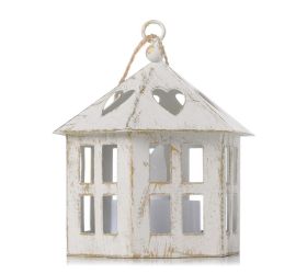 Lampáš domček kov biely 