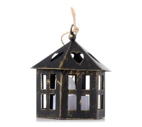 Lampáš domček kov čierny 