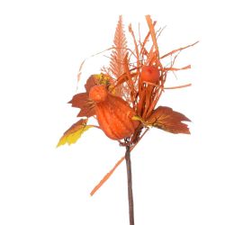 Zápich tekvica, bobuľky, zeleň, or/žl 16cm