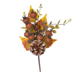 Konárik šišky, šípky, zeleň, žl/hne 30cm