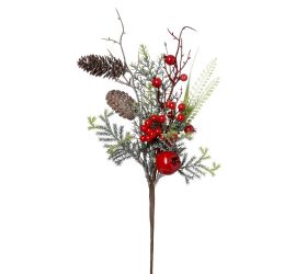 Konárik tuja, šišky, gran. jab., gul, če/hne/zel glit 48cm