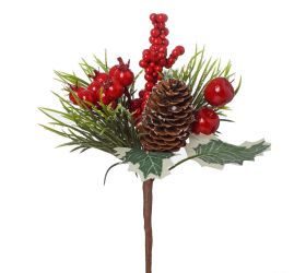 Zápich čečina, ilex, šišky, čer. šípky, jabĺčka 22cm