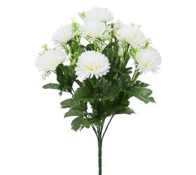 Kytica chryzantéma biela, zeleň x12 40cm