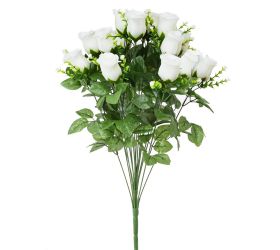 Kytica ruža biela, gypsa, zeleň x18 mix/f 55cm