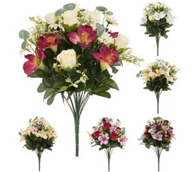 Kytica ruža, alstromeria, marg., drob.kvety, zeleň 6f 44cm