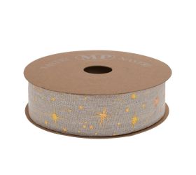 Stuha vian juta hviezdy zlatá 4cm/20m 4948g