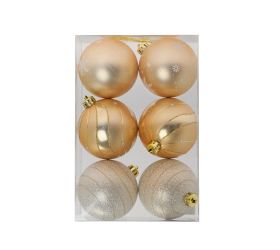 Gule plast. bl. zlaté ornament mix s/6 8cm
