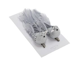 Vtáčiky strieborné na štipci s/2 13*3*4,4cm