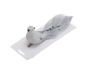 Vtáčik strieborný na štipci 19 × 5,5 × 7 cm