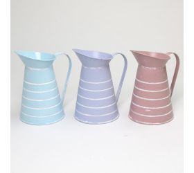 Váza džbán malý kov mix 3f pruhy v:22x12,5cm super cena