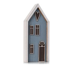 Domček srdiečko bie/mod drevo 22,8*9,8*3cm