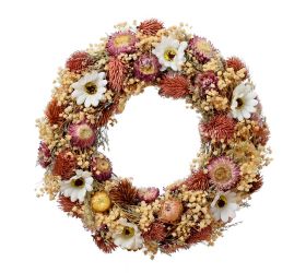 Veniec prírodný slamienky krém/ ruž. 32cm