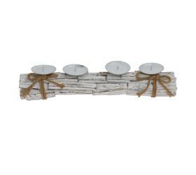 Svietnik siv/hne/bie na 4 sviečky 48x10x9cm