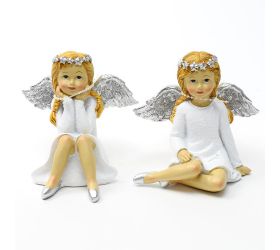 Anjel biely lesklý 11x6x10,5cm mix 2