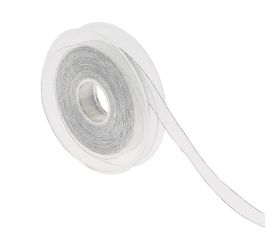 Stuha biela strieborný lem 1,5cm/20m 3348p 40