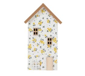 Dom vzor kvety drevo 12,5x3x22,5cm biely