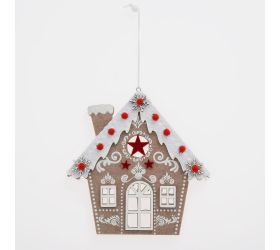 Záves perníková chalúpka hne/bie drevo 18*2*18cm