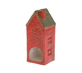Domček čer/zel na sviečku porcel. 7*7*17cm