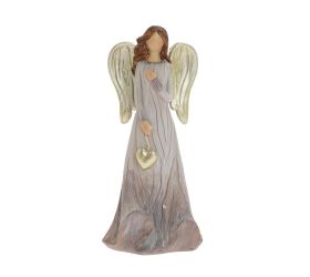 Anjel visiace srdce zla/siv poly 7*6*15,5cm