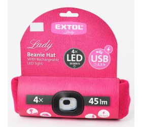 Pevnácenačiapka s čelovkou, ružová 4x led,45lm, 300amh usb nabíjanie